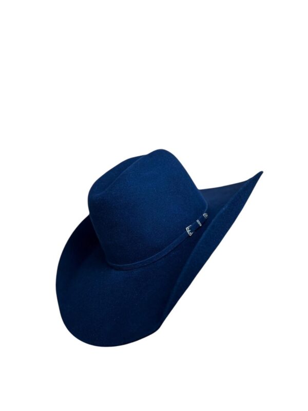 Chapeú country feltro de lã azul nihgtblue aba formada the ranch - Image 2